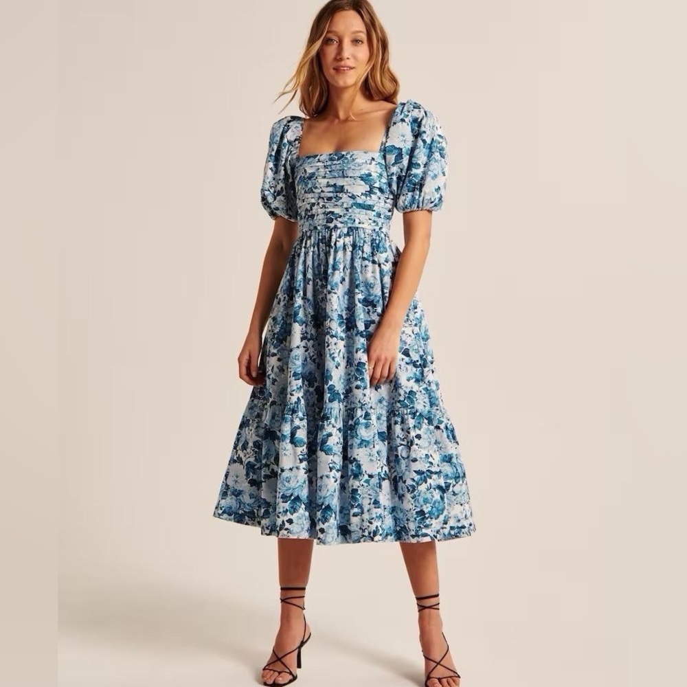 Abercrombie & Fitch Emerson Blue Floral Midi Dress